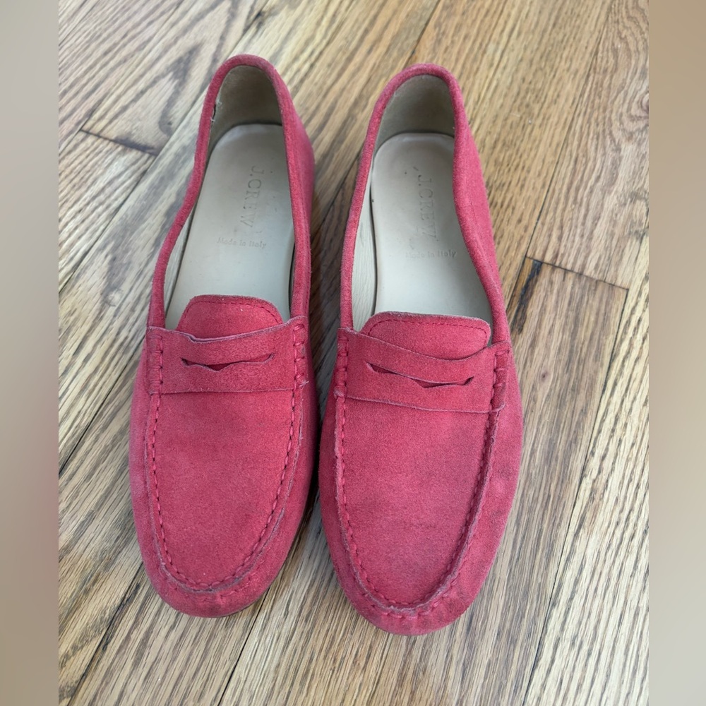 J. Crew Hot Pink Suede Loafers - Size 8 (Made in Italy)